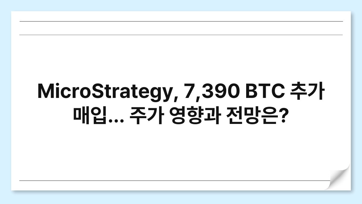 MicroStrategy, 7,390 BTC 추가 매입… 주가 영향과 전망은? 1