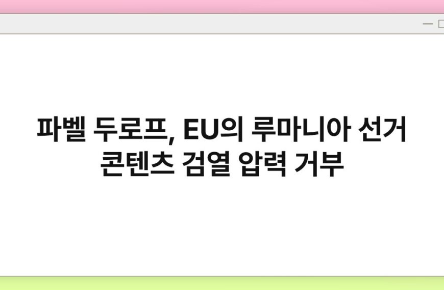 파벨 두로프, EU의 루마니아 선거 콘텐츠 검열 압력 거부 6